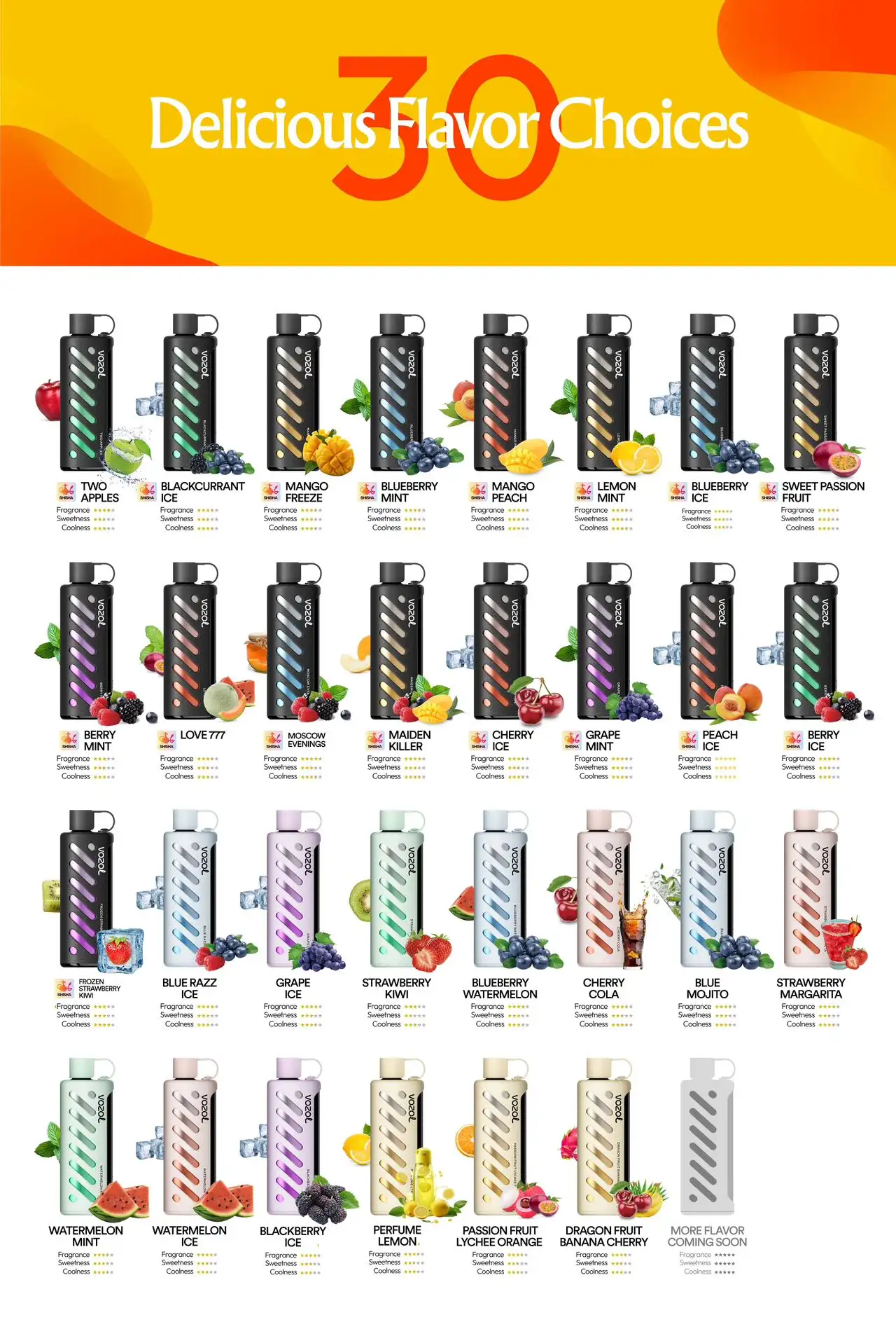 vozol-gear-shisha-智能雾化-全口味展示图