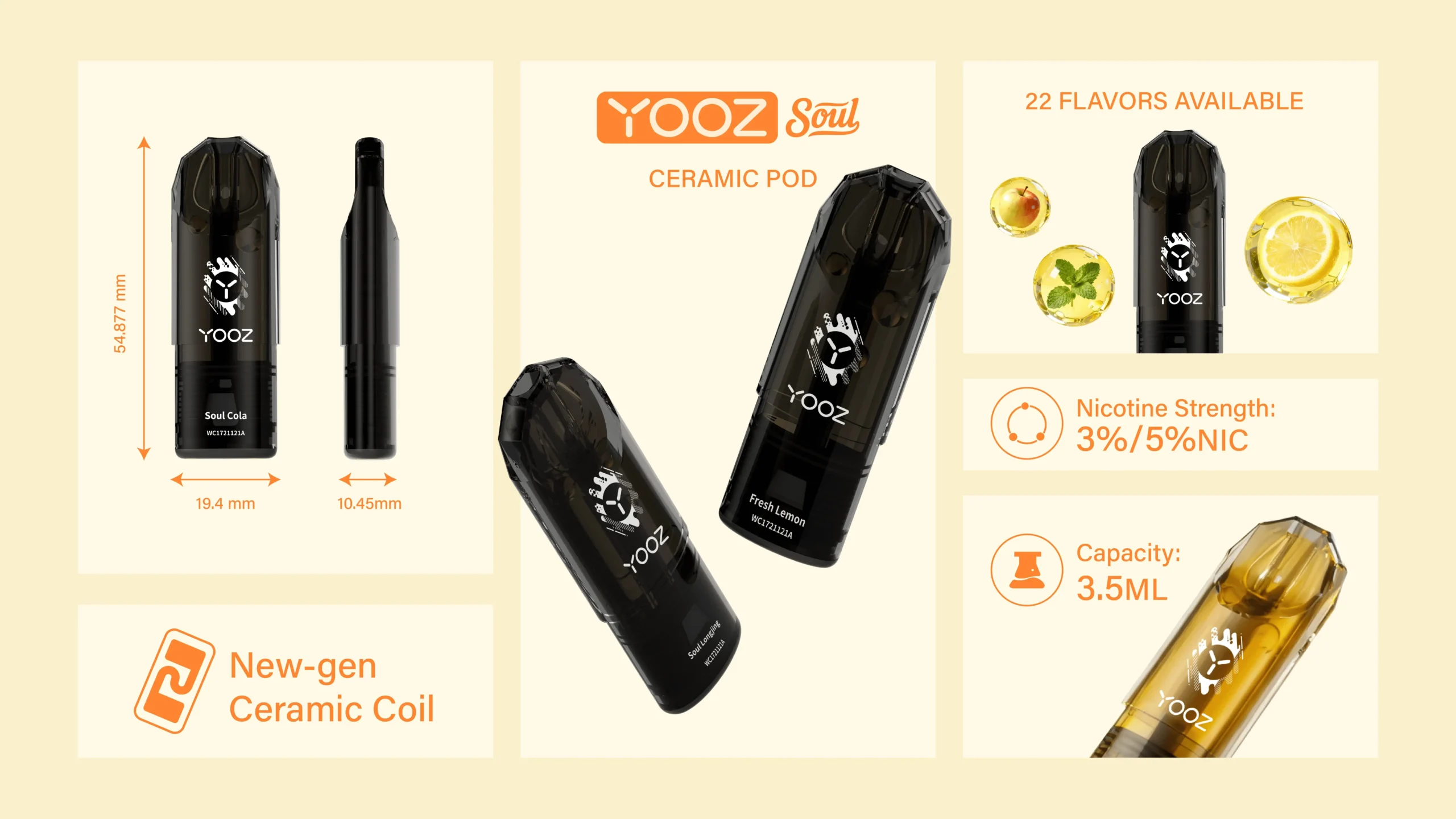 yooz-soul-陶瓷芯烟弹规格-22种口味