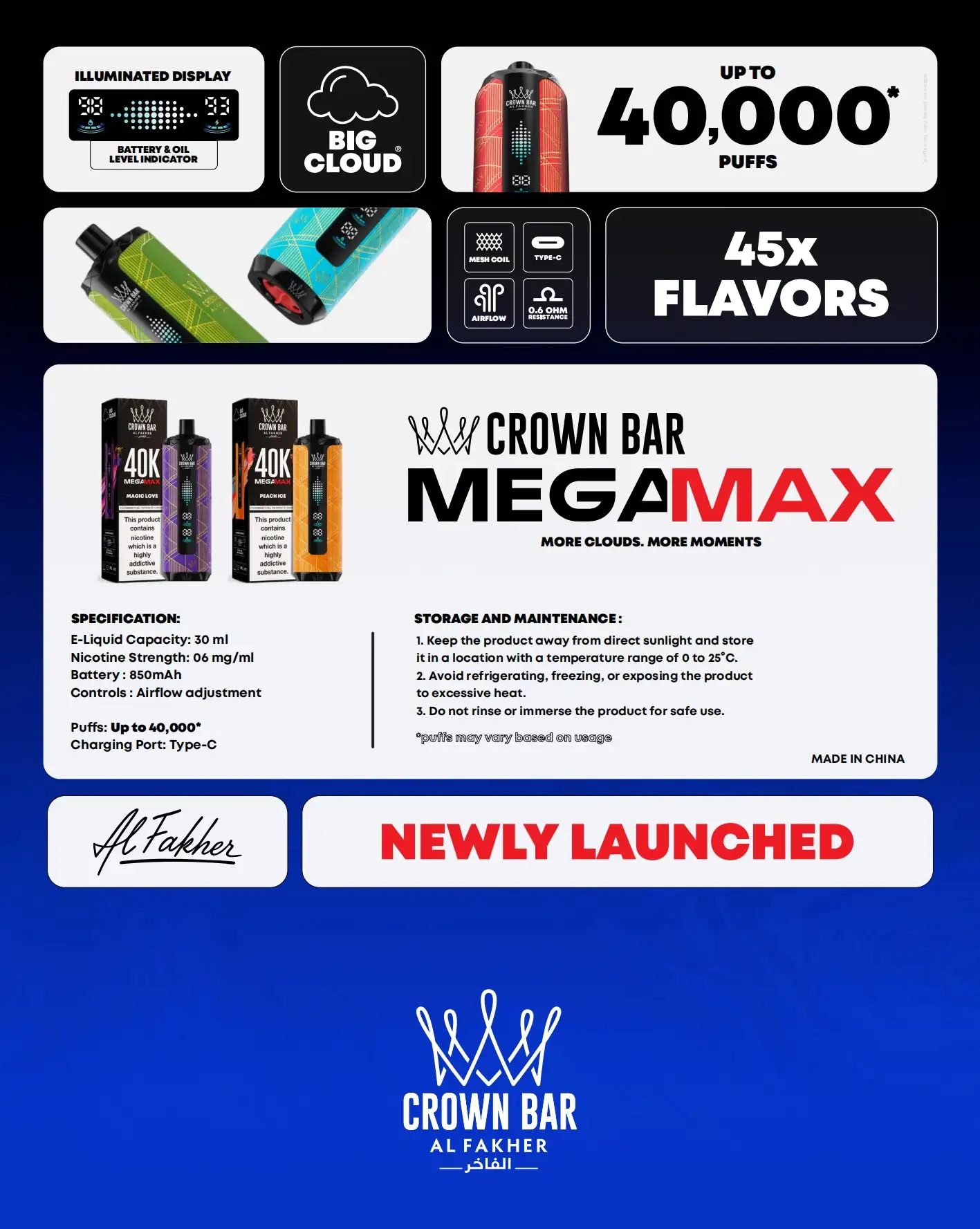 AL-FAKHER-Mega-Max-规格参数-40K口-30ml容量-850mAh