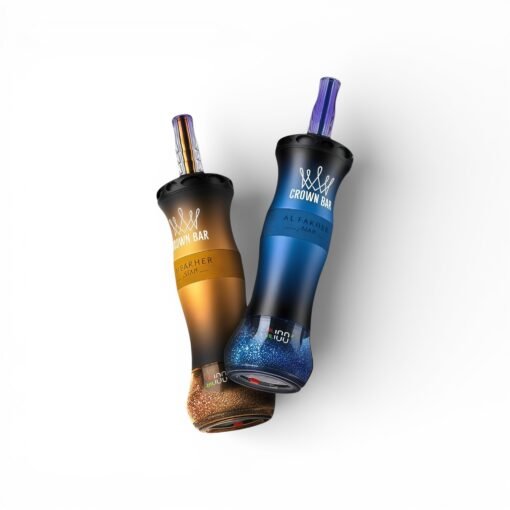 Al-Fakher-Crown-Bar-E-Hose-X-阿尔法赫-水烟壶-60000-Puffs，展示产品外观及包装。