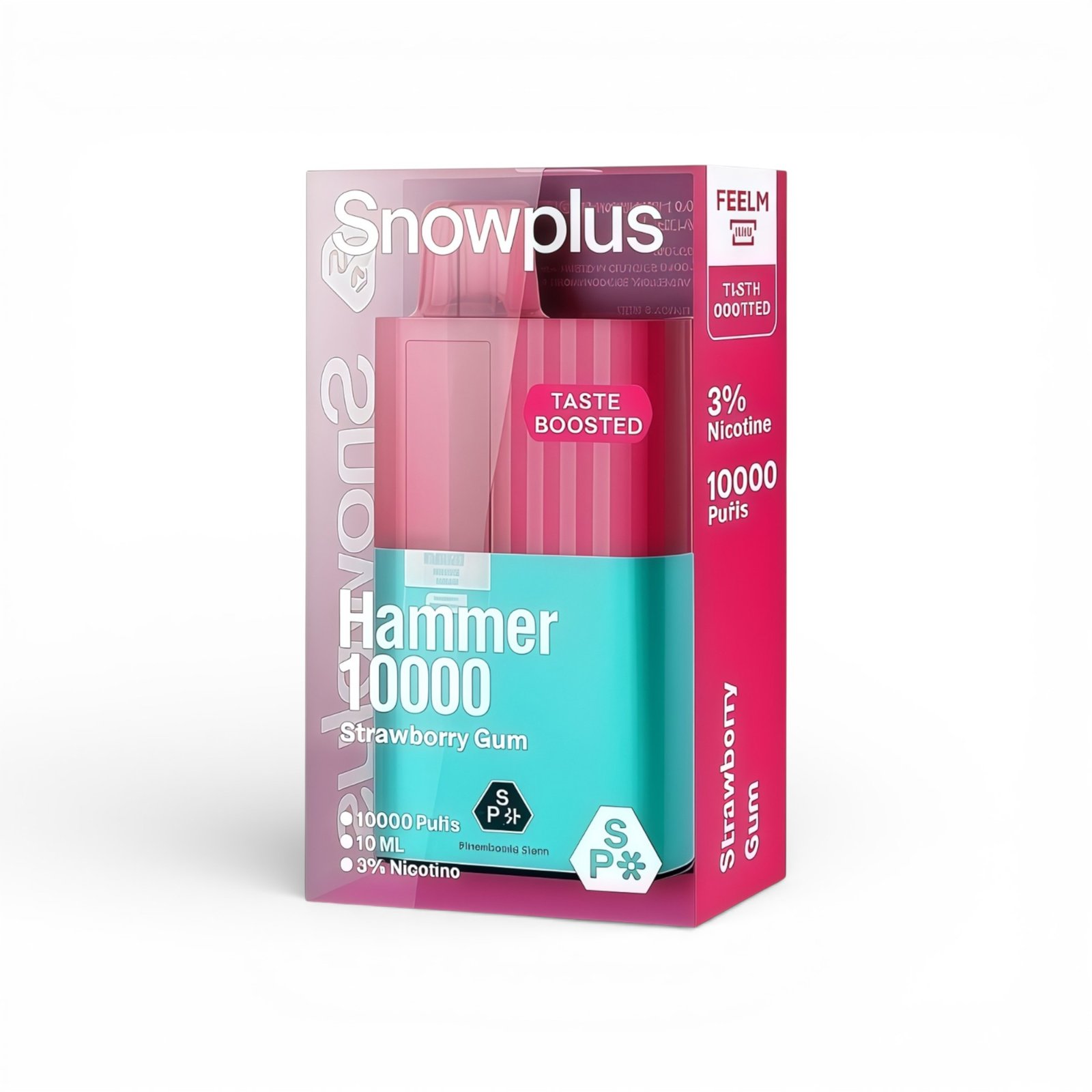 SnowPlus-Hammer-雪茄大板砖-10000-Puffs,展示产品外观及包装。