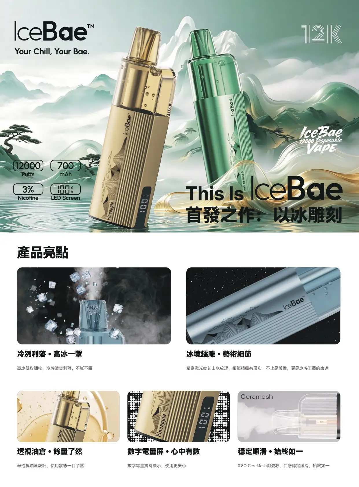 icebae-12000-冰感雕刻-陶瓷芯-led屏-产品亮点