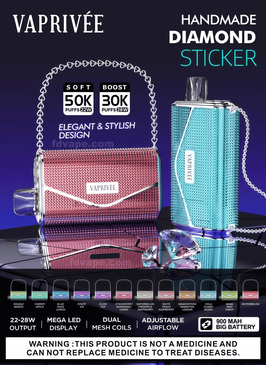 Vaprivee-50000-50K-Puffs-Dual-Mode-Disposable-Vape-Diamond-Handbag-Style-Design-2-3-5-Nicotines-12Tastes-Vape-Factory-Wholesale-FDvape2